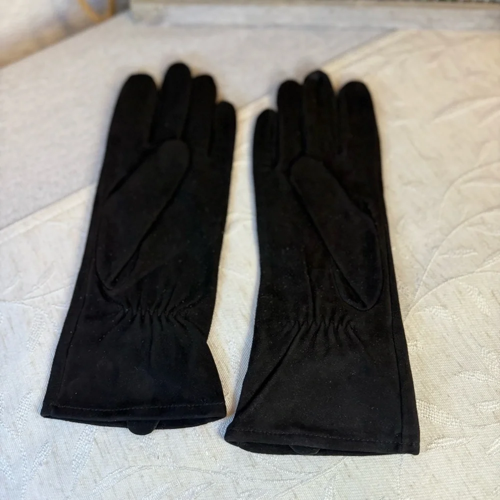 The J Peterman Company Ladies Gloves With Bow Black‎ Size L